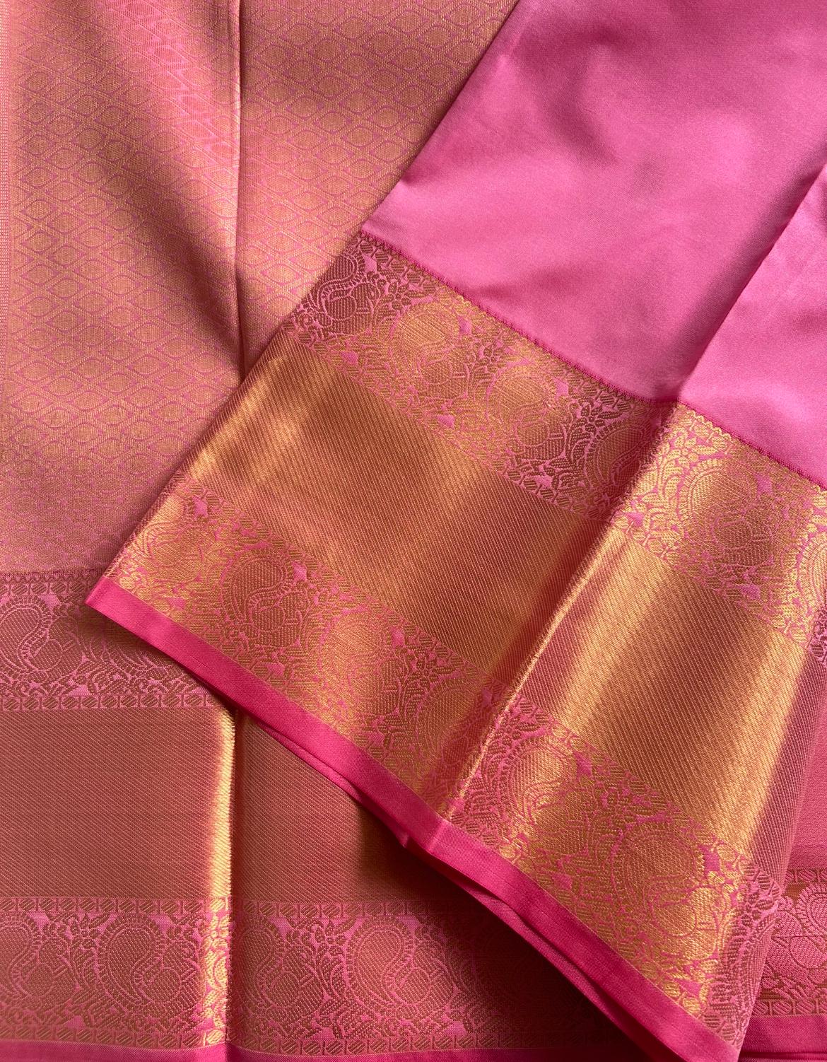 . Semi Kanchipuram Premium Silk Saree – PINK