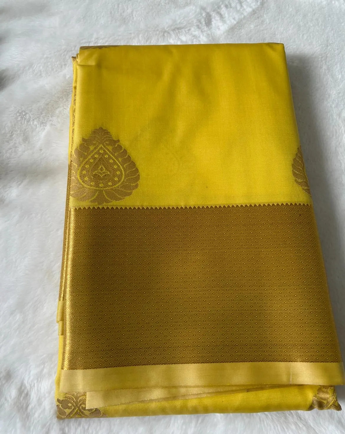 . Semi Kanchipuram Premium Silk Saree – YELLOW