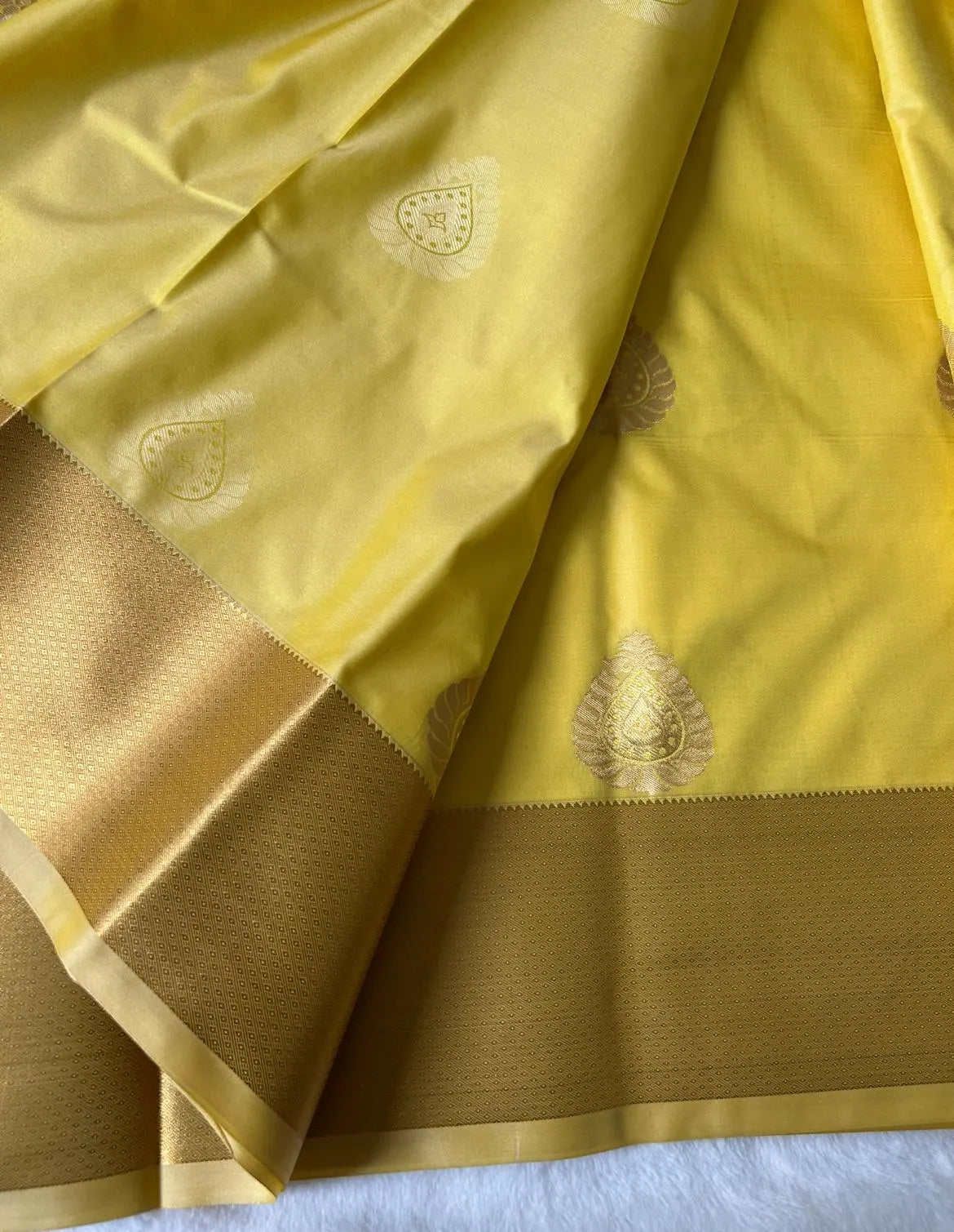 . Semi Kanchipuram Premium Silk Saree – YELLOW