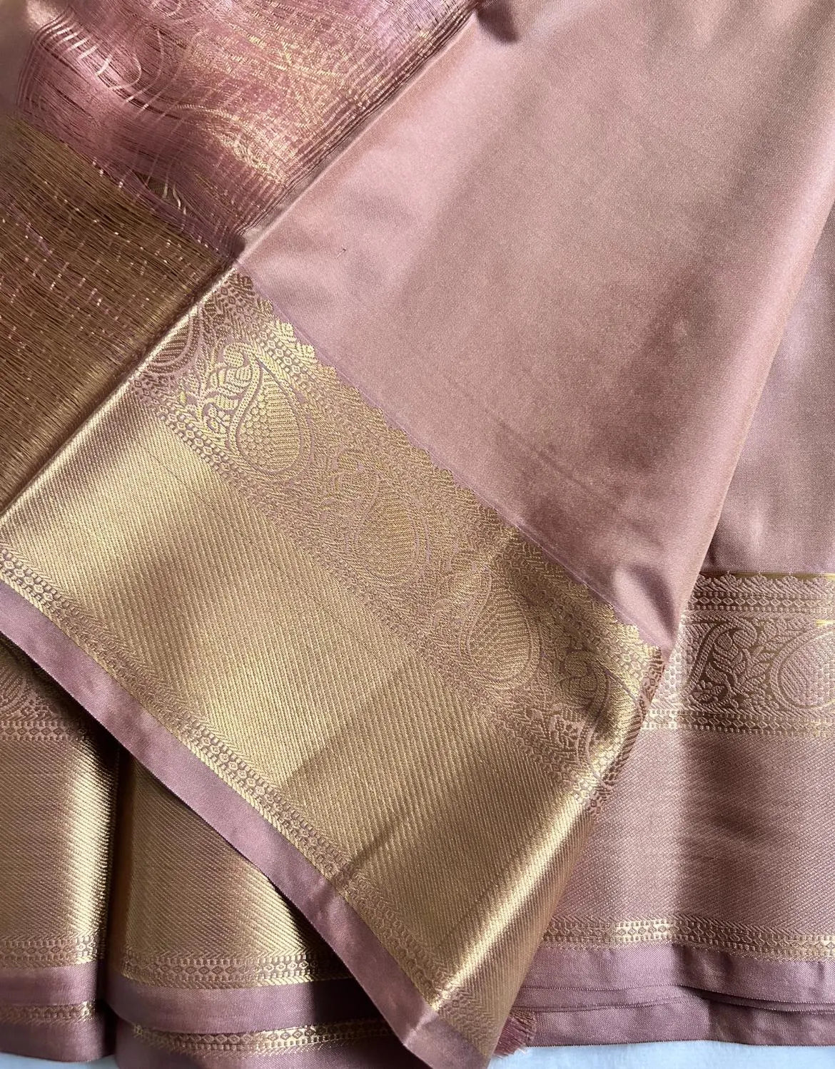 . Semi Kanchipuram Premium Silk Saree – Nude Mauve