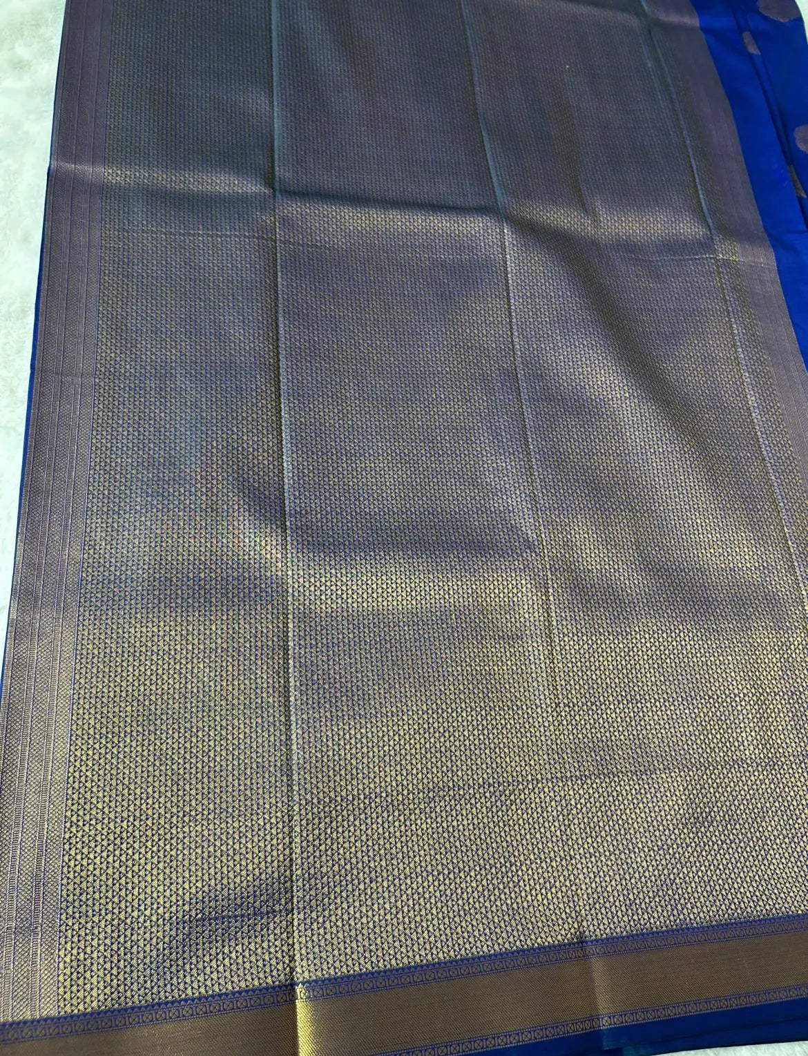 . Semi Kanchipuram Premium Silk Saree – royal blue